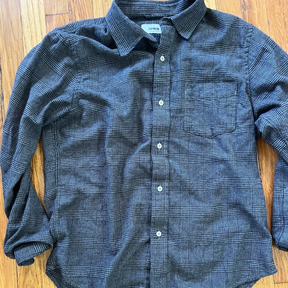 Buck Mason - coastal cotton/wool plaid shirt- size L